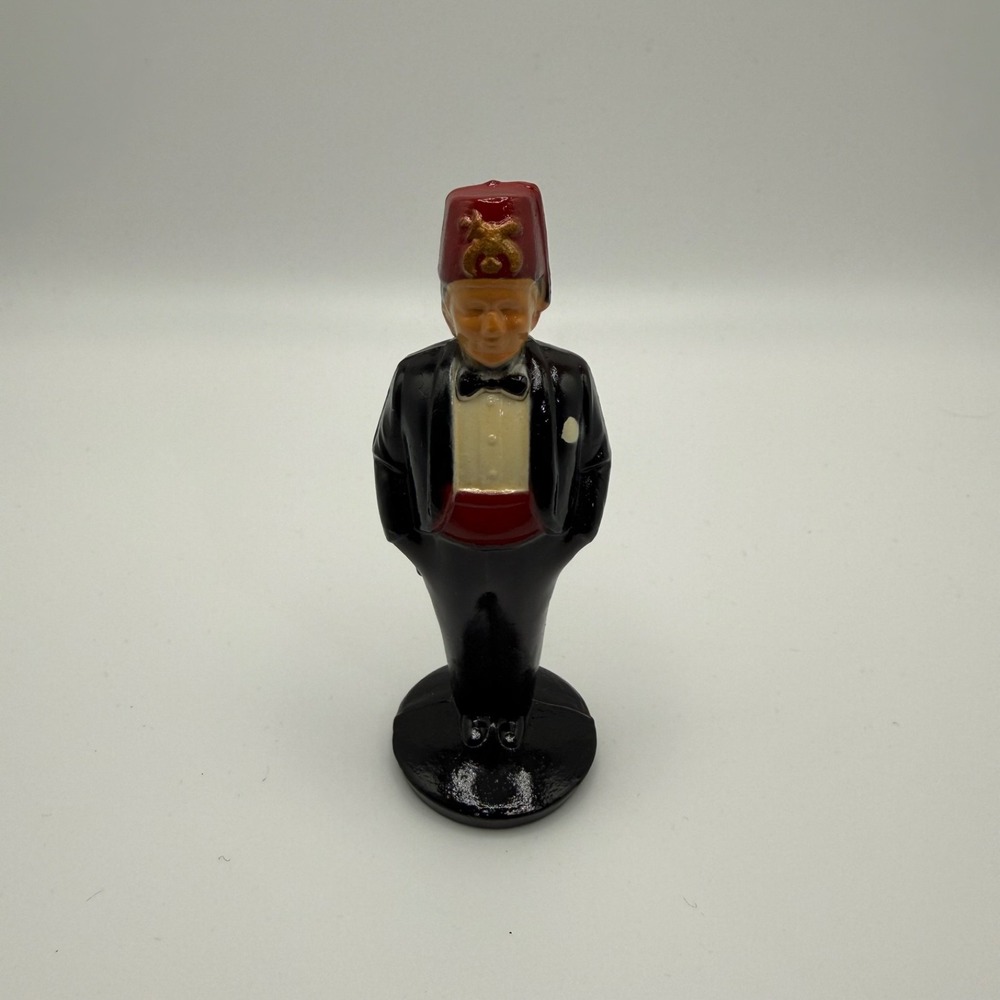Vintage Shriners Fez Gentleman Figurine Masonic Style Mini Statue‎